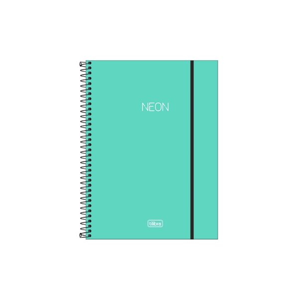 Caderno Espiral Capa Plástica Universitário 10 Matérias Neon Tilibra Turquesa 0236