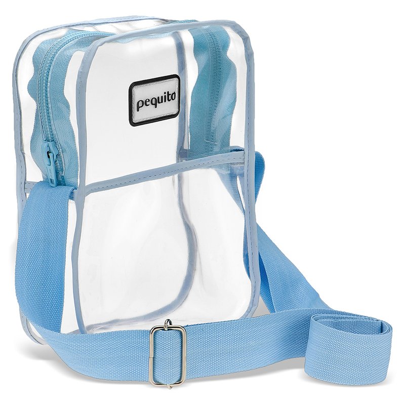 Bolsa Shoulder Bag Transversal Ajustável Azul Transparente