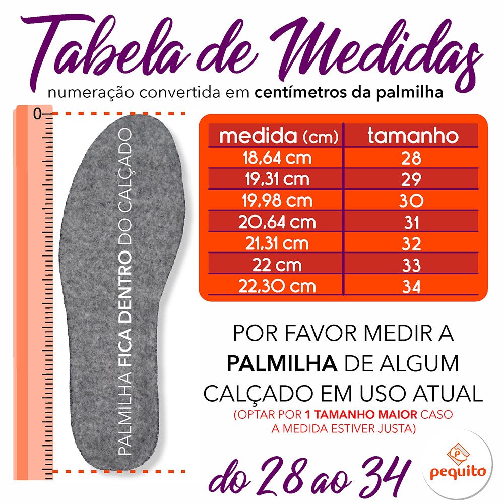 Tabela de medidas Tabela de medidas