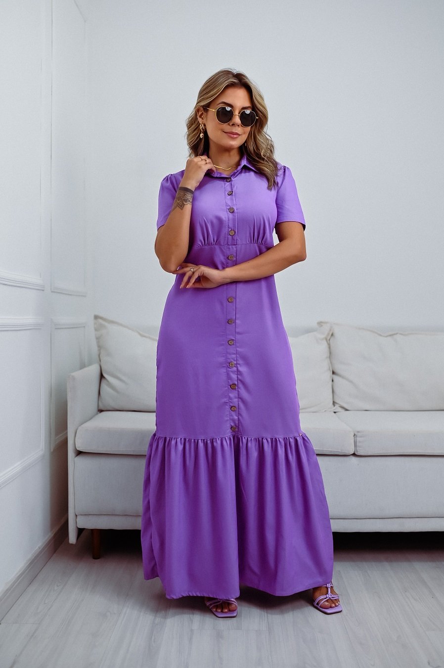 Vestido sales longo lavanda