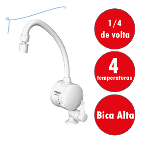 Torneira Elétrica Versátil Lorenzetti de Parede 220V 5500W - Cromado com  Branco