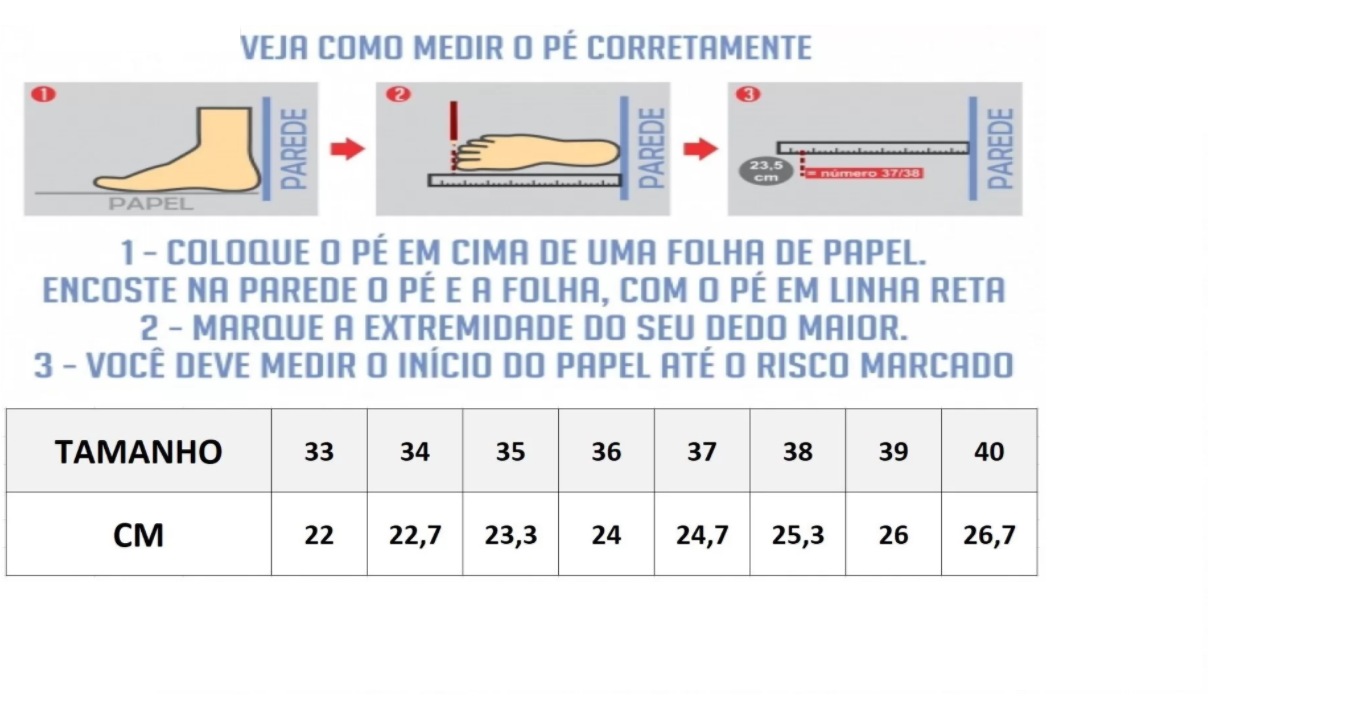Tabela de Medidas Tabela de Medidas