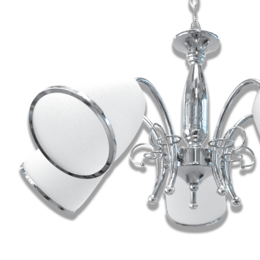 lustre cromado cupula de vidro 5 bracos adn pontolux