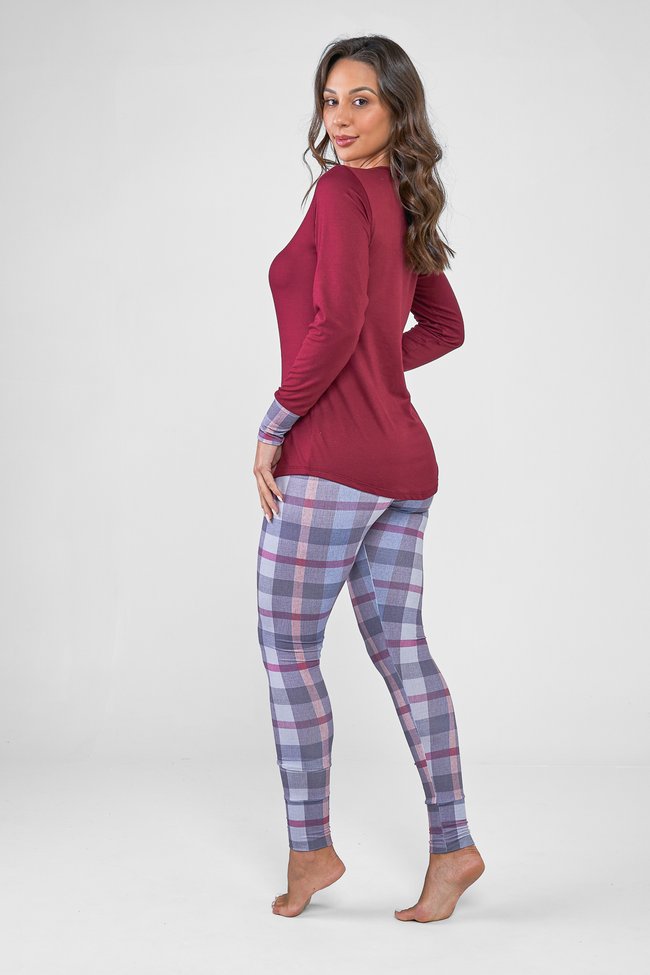 PIJAMA LONGO BLUSA TED COM CALÇA LEGGING