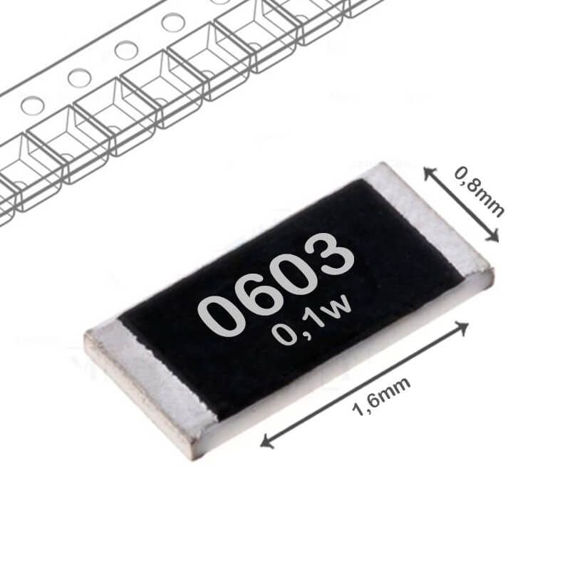 Resistor 15R Ohms, SMD 0603 1/10W e 5% Precisão