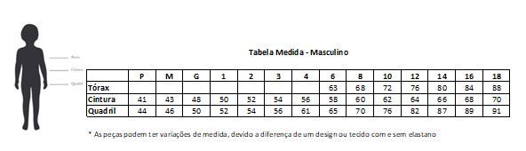 tabela medida masculino