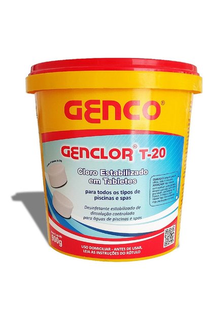 Pastilha de Cloro Estabilizado T-20 Genco Genclor - Balde 900g
