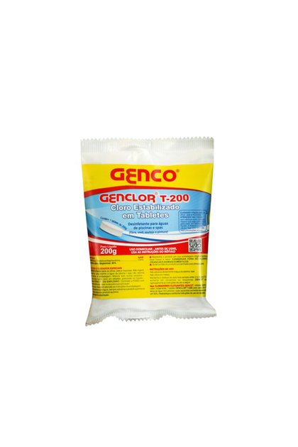Pastilha de Cloro Estabilizado T-200 Genco Genclor - Tablete 200g