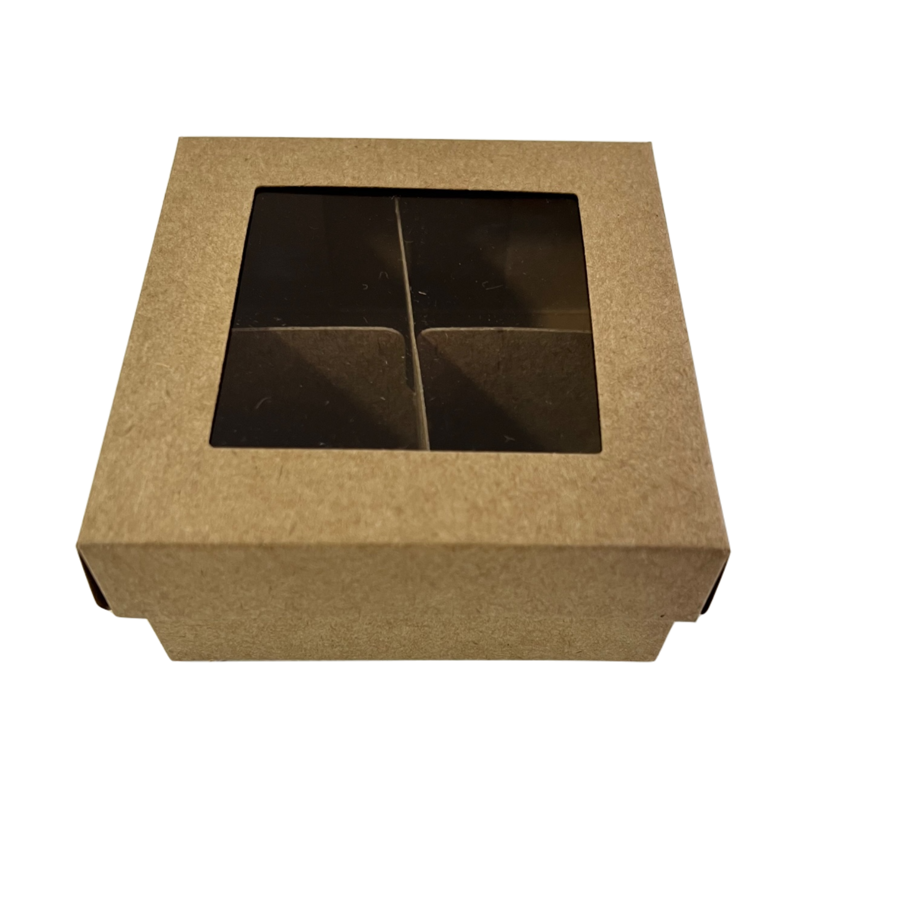 Caixa 4 Doces Kraft Com Visor e Divisória