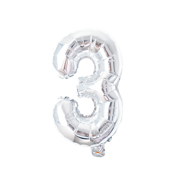 Balão de Número Pequeno Metalizado Prata 40cm