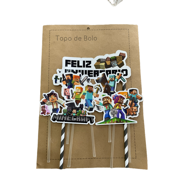 Topo de Bolo Minecraft 5 + 4 Arquivos a Sua Escolha