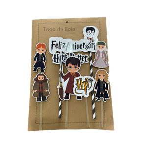 Topo de Bolo Harry Potter Kids - 4 Itens - Extra Festas