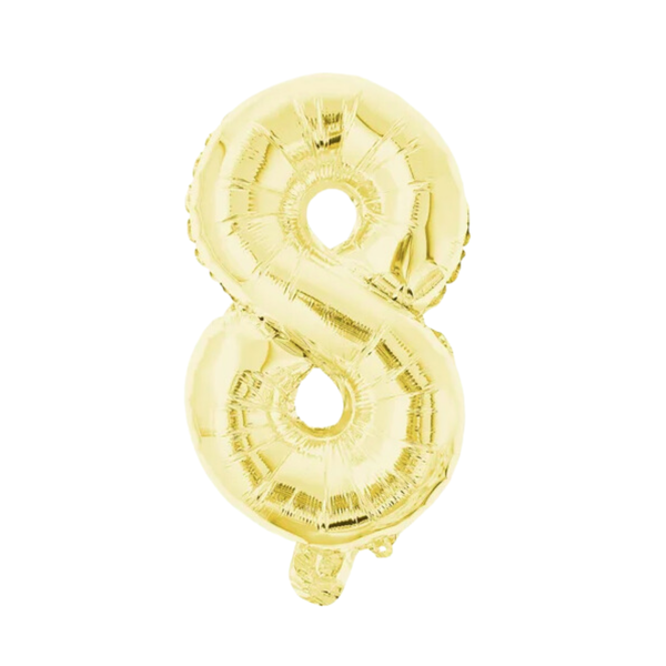 Balão Metalizado Número 8 Dourado Pequeno