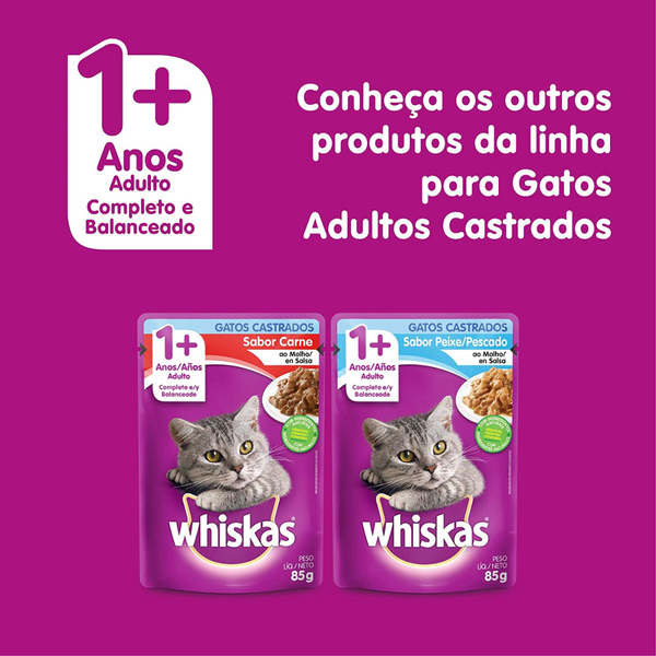 Alimento Húmedo para Gatos Adultos Whiskas Sabor Cordero 85g 