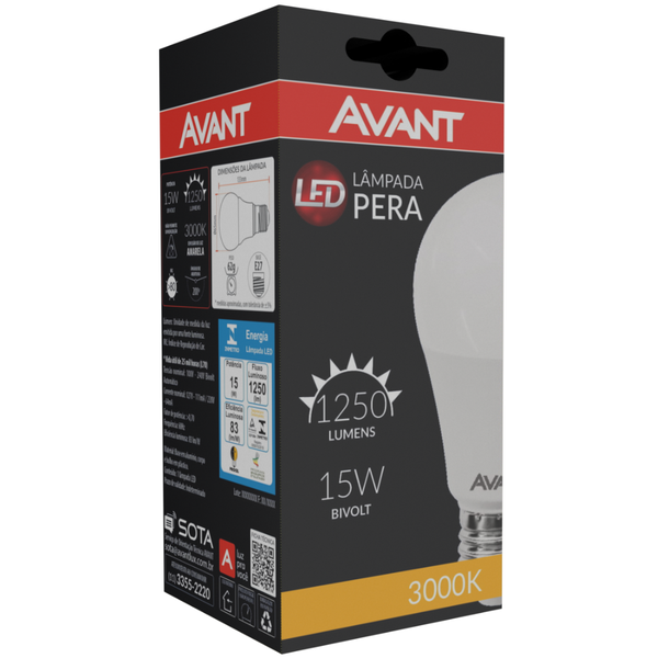 Kit 10 Lâmpadas Led Pêra 15W Bivolt Amarelo 3000K