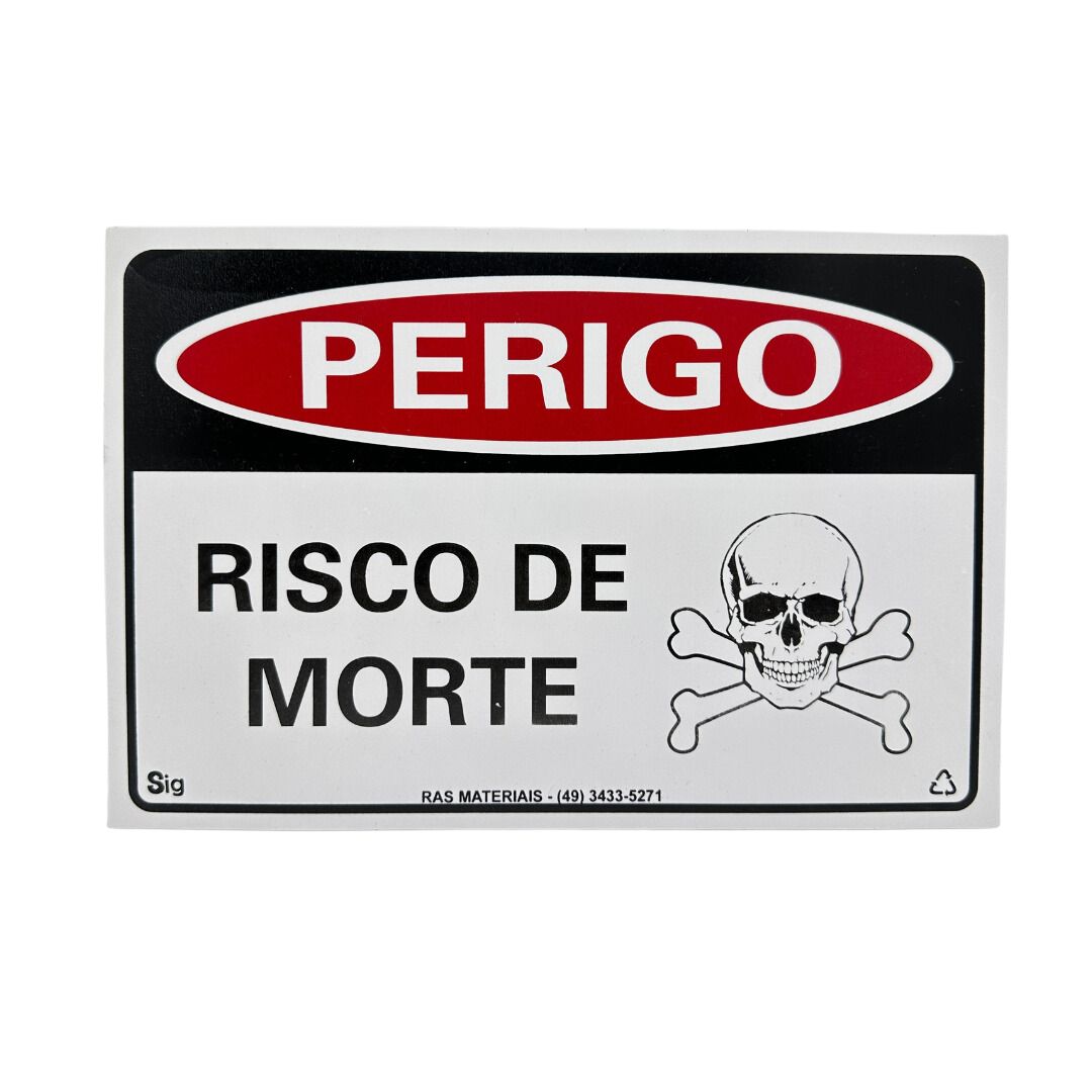 Placa Perigo Risco de Morte 20x30cm