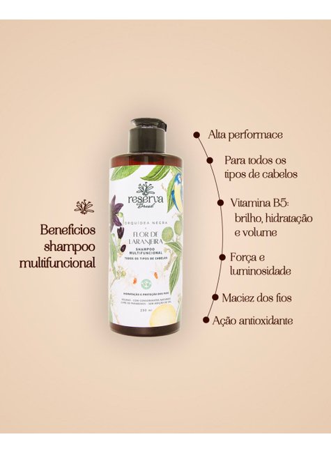 Shampoo Multifuncional Vegano Orquídea Negra e Flor de Laranjeira