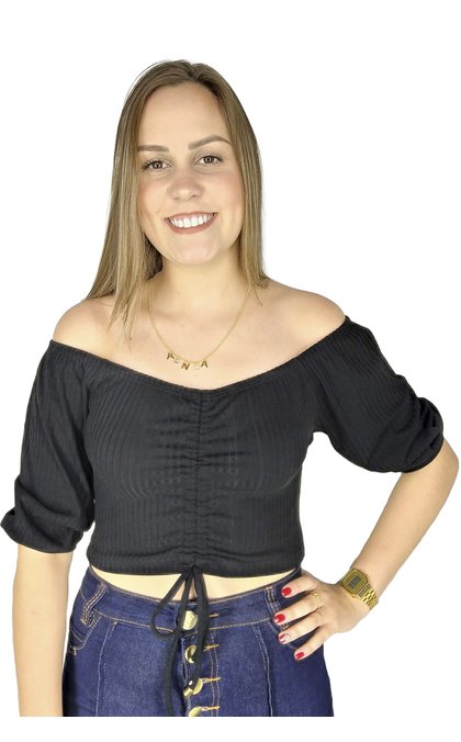 Cropped com Abertura, Blusa Feminina Bras Nunca Usado 96420598