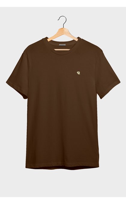 camiseta masculia algodao meia malha premium marrom riacci