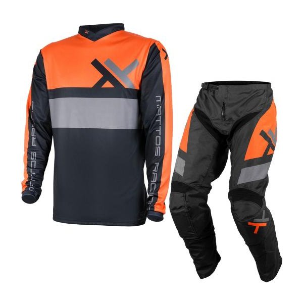 kit calca camisa mattos racing assimilate laranja cinza 58715
