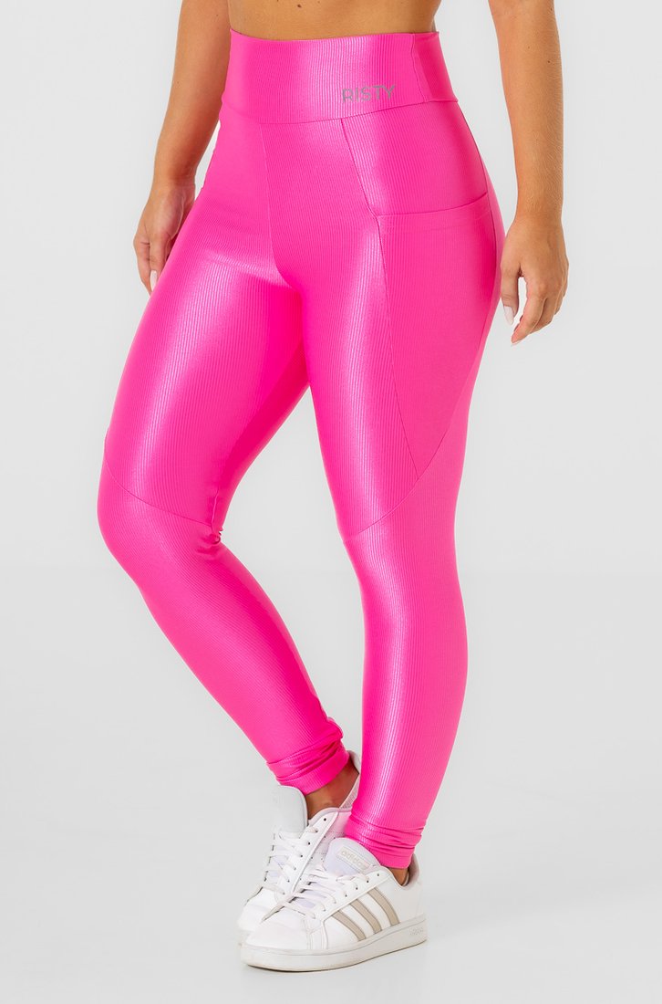 Calça Legging Feminina Compress com Bolsos e Recorte Pink - lojaliquido