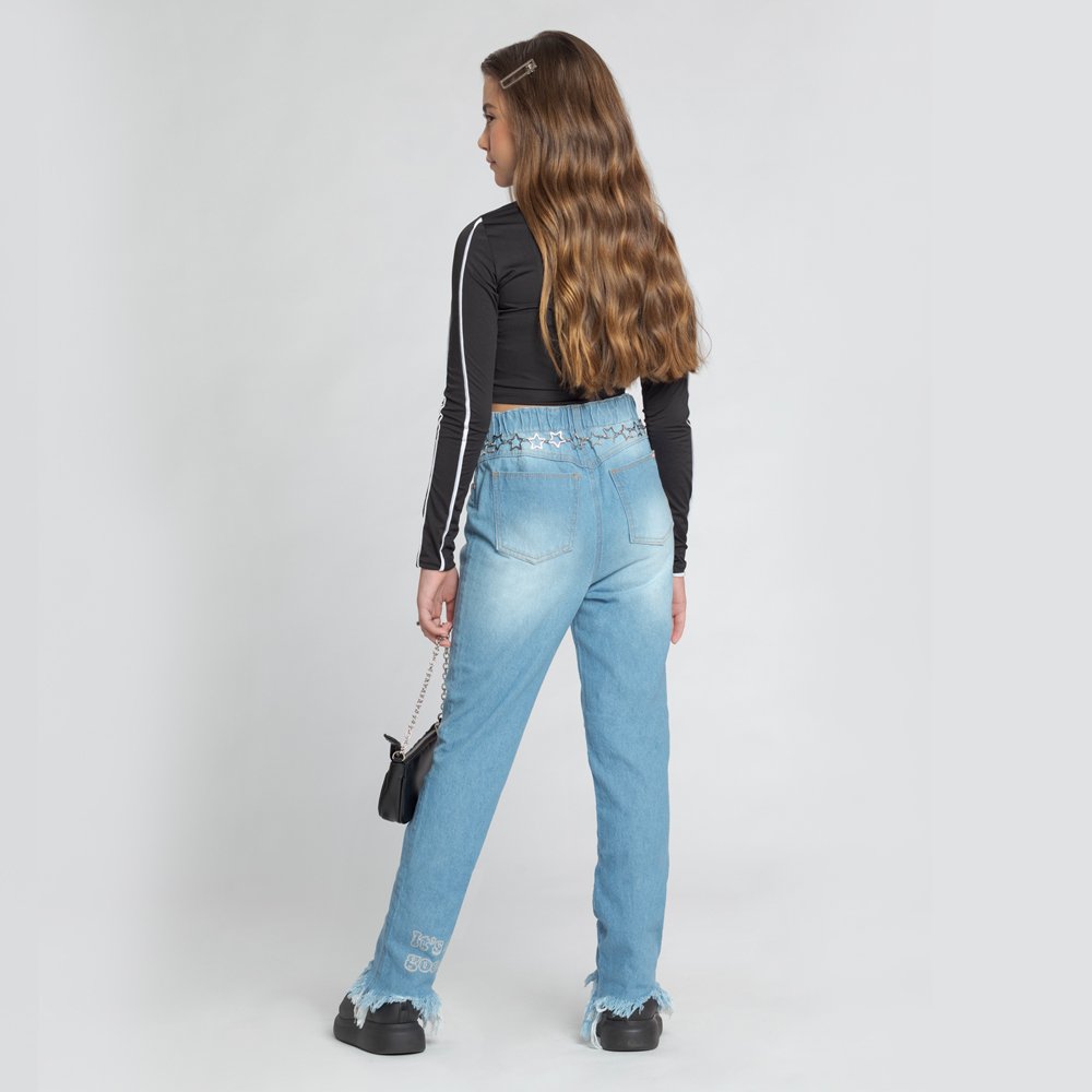 Calça jeans store cintura alta infantil