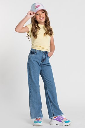 Calça Jeans Infantil Menina Wide Leg Sun Place (4 ao 10)