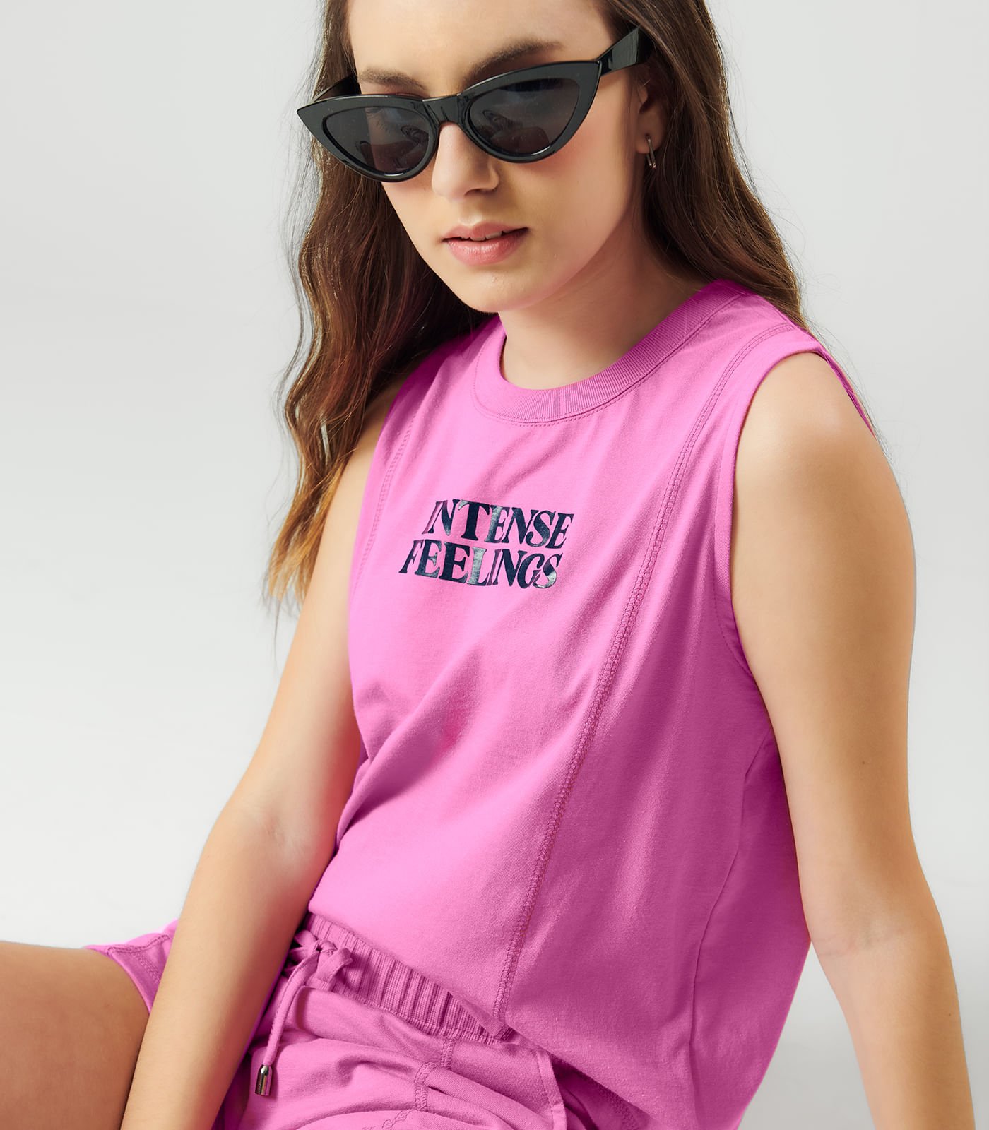 Blusa Cropped Regata com Nó Frontal Infanto Juvenil em Malha Pink