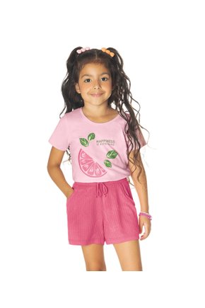 Kit Com 6 Conj Infantil Blusa+shorts Roupas De Menina 1/16