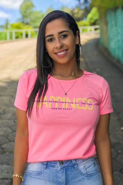 T-SHIRT LISA SEM ESTAMPA - ROSA PINK, Atacado Tshirt