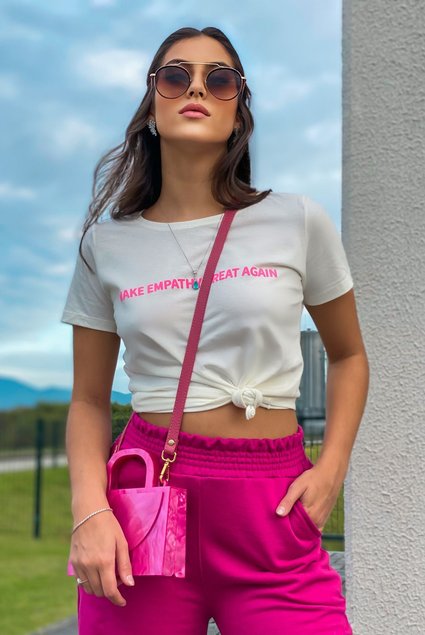 T-SHIRT LISA SEM ESTAMPA - ROSA PINK MESCLA, Atacado Tshirt