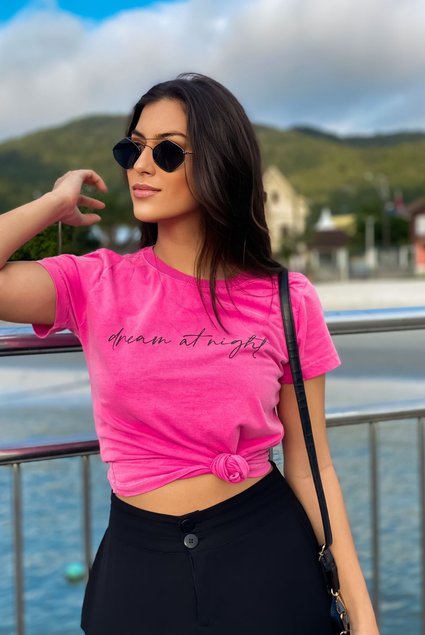 T-SHIRT LISA SEM ESTAMPA - ROSA PINK, Atacado Tshirt