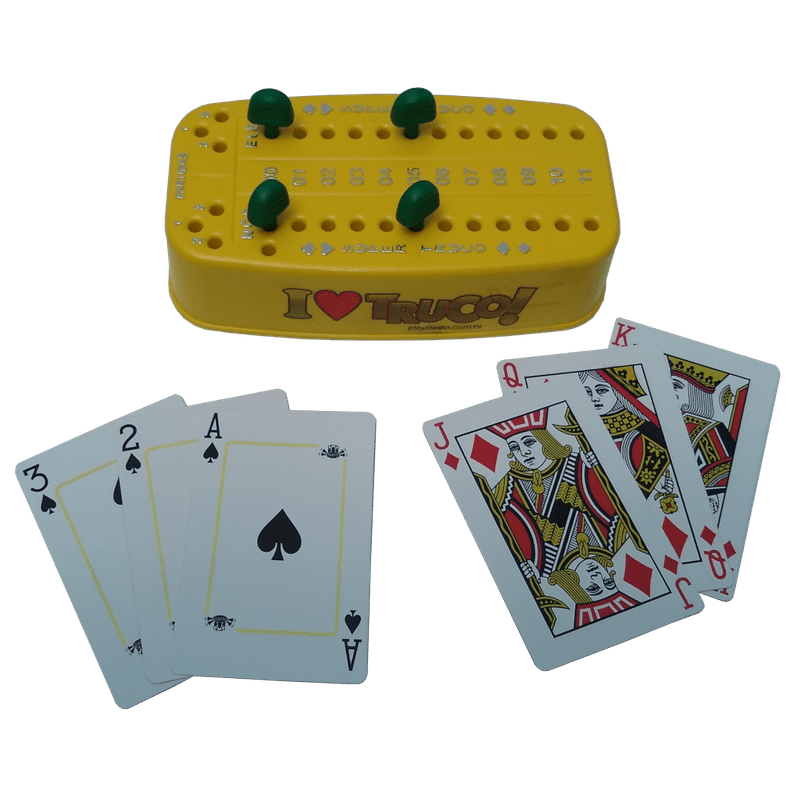 Kit Jogo de Cartas Baralho com 54 cartas + 3 Dados/ 9 Dados/ 24 Fichas  Poker Truco Jogo