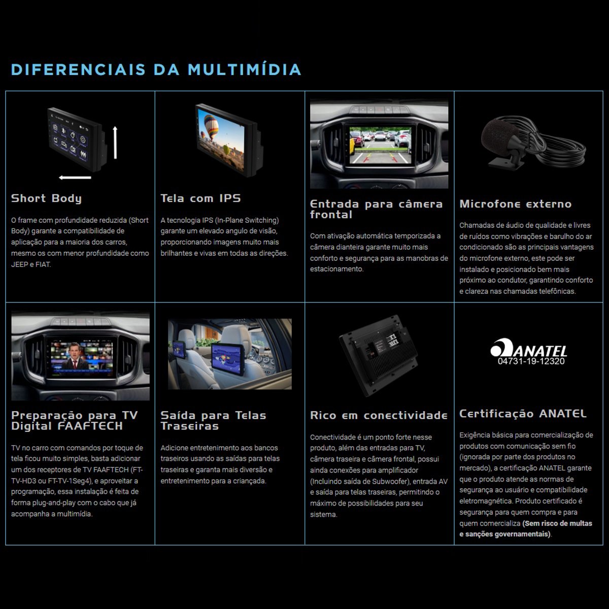 Central Multimídia MP5 7" FT-MM-MP5 Faaftech