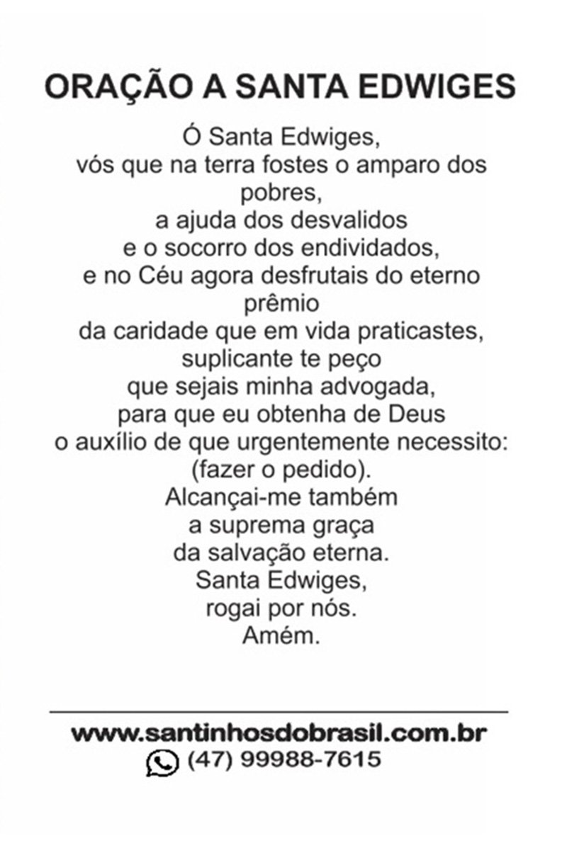 Oração a Santa Edwiges I Santinhos do Brasil