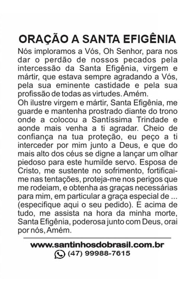 Oração a Santa Efigênia I Santinhos do Brasil