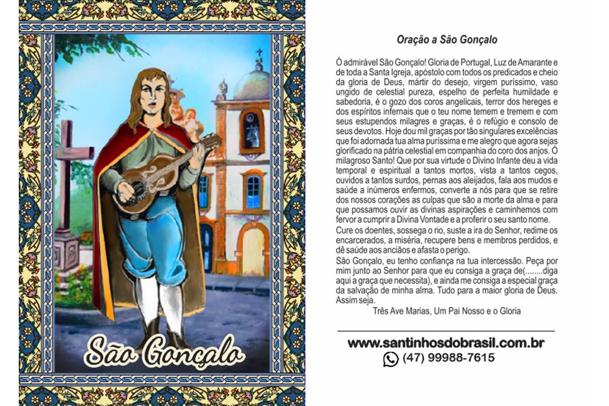 Oração a São Gonçalo I Santinhos do Brasil