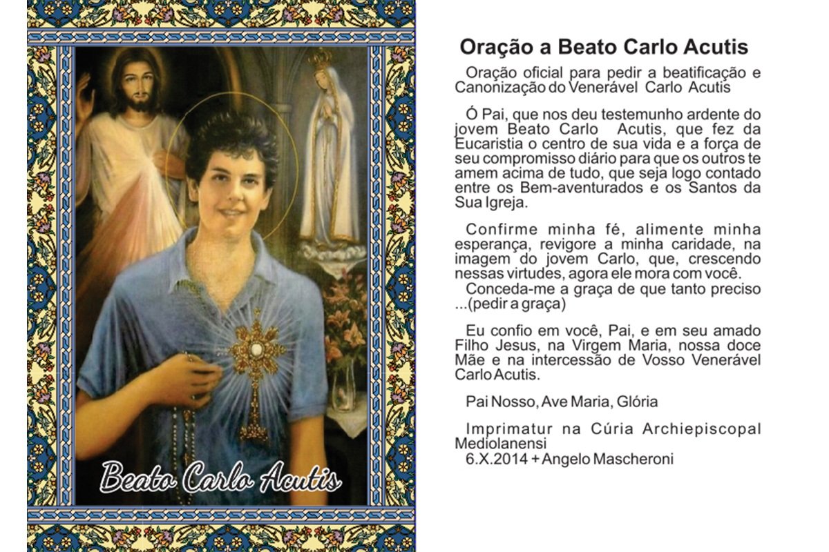 1.000 Santinhos Beato Carlo Acutis (oração No Verso) - 7x10 Cm