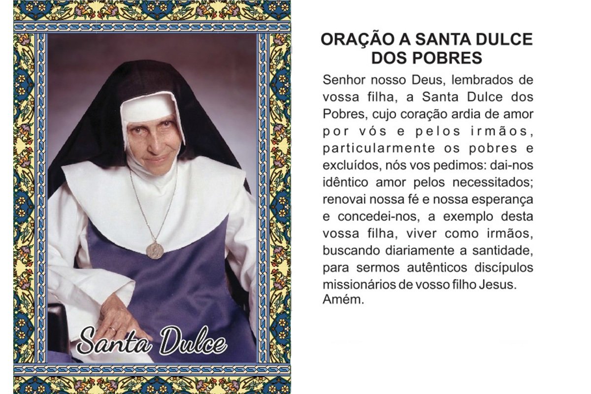 100 Santinhos Santa Dulce dos Pobres (oração no verso) - 7x10 cm