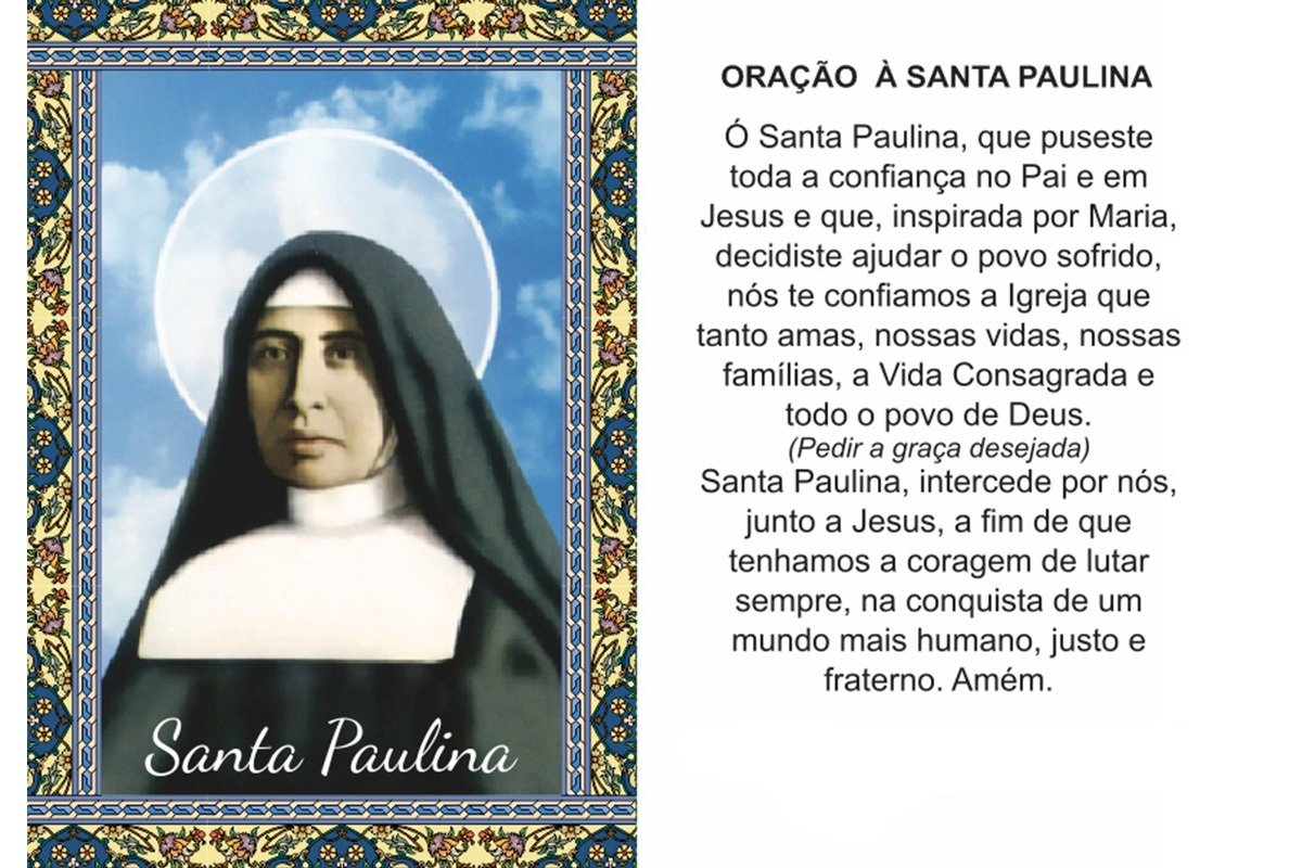 100 Santinhos Santa Madre Paulina (oração no verso) - 7x10 cm