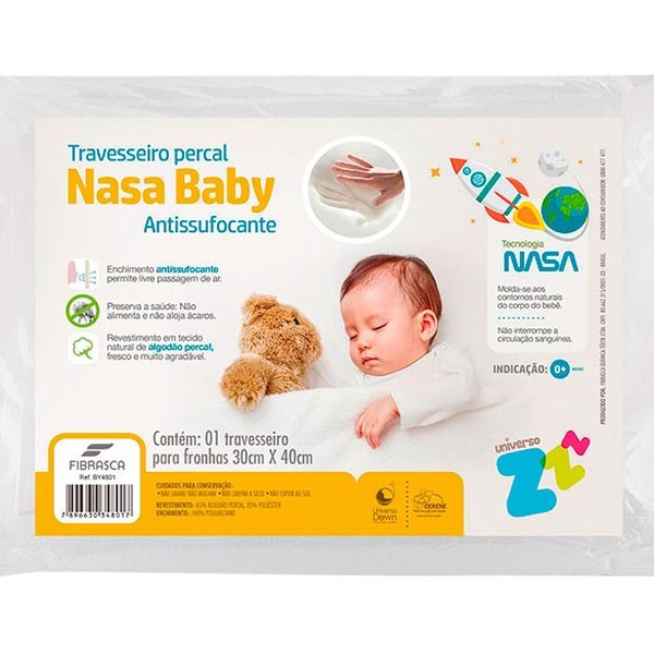 Travesseiro Nasa Baby Antissufocante 30cm x 40cm - Fibrasca Travesseiro Nasa Baby Antissufocante 30cm x 40cm - Fibrasca