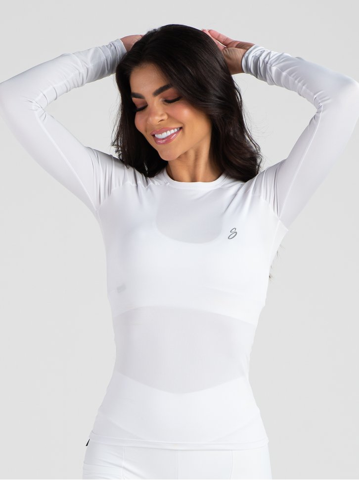 camisa para ciclismo segunda pele feminina branca golden savancini 2131 2