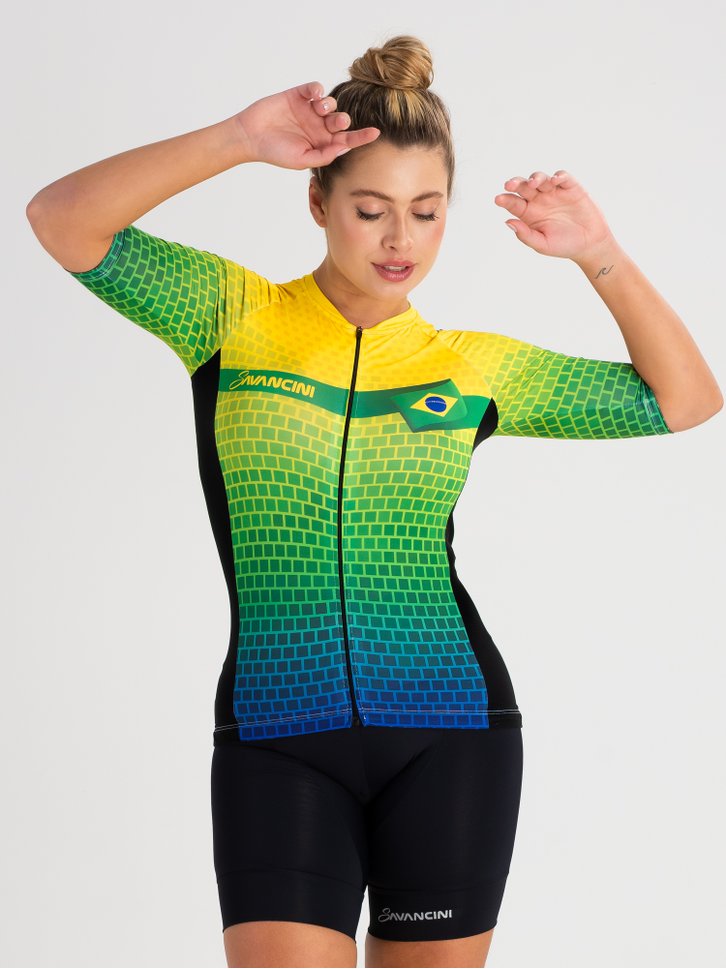 camisa de ciclismo feminina brasil savancini 3306