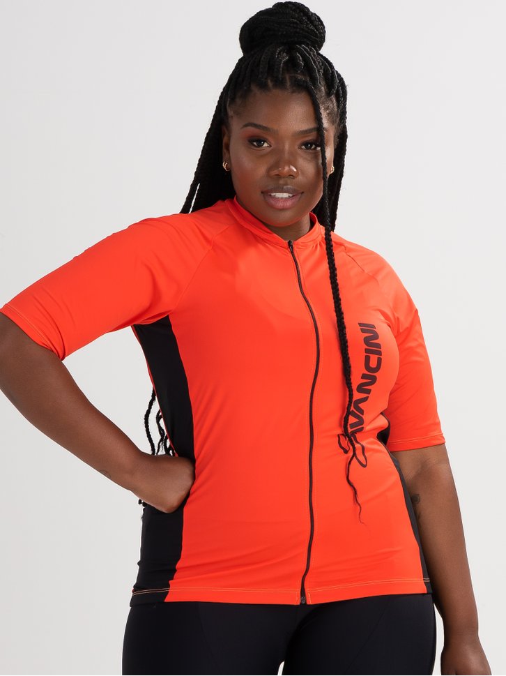 camisa ciclismo feminina plus size laranja 1306