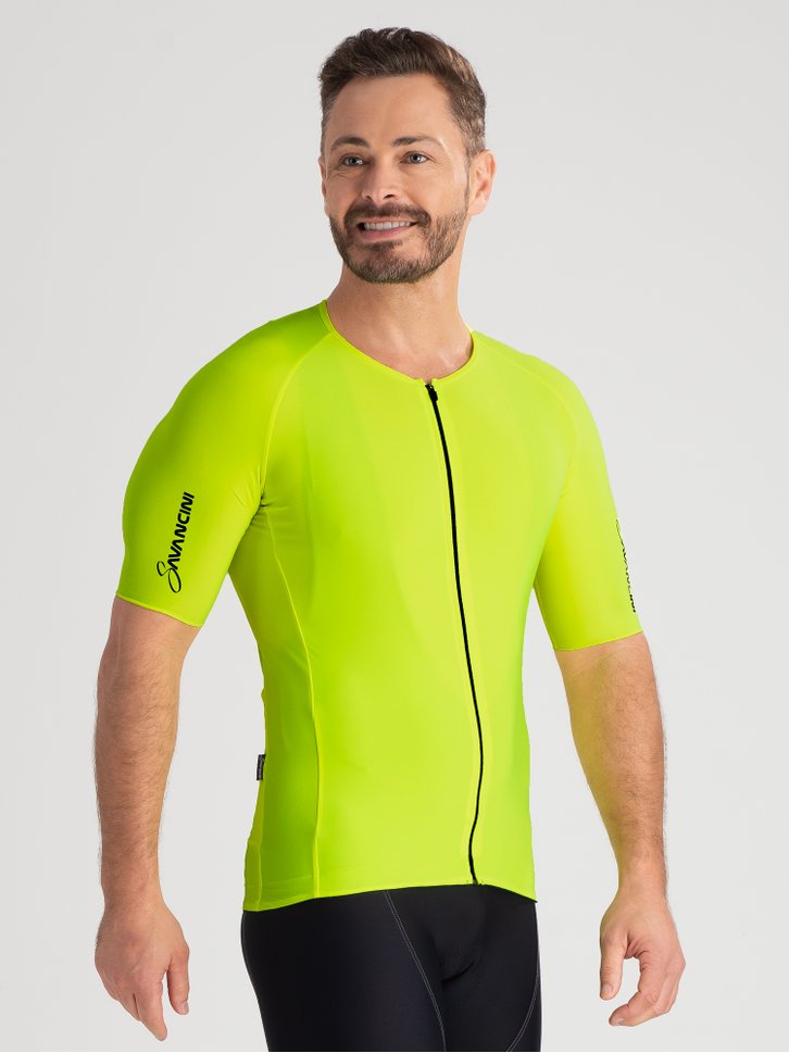 camisa ciclismo masculina fit savancini pro amarela 4110