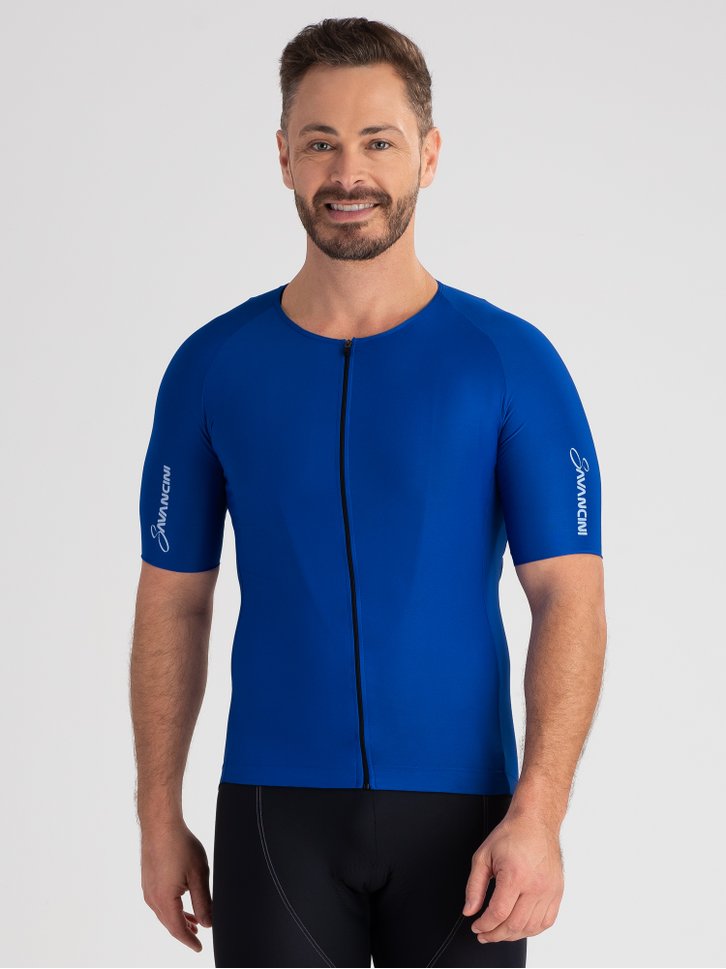camisa ciclismo masculina fit savancini pro azul 4110