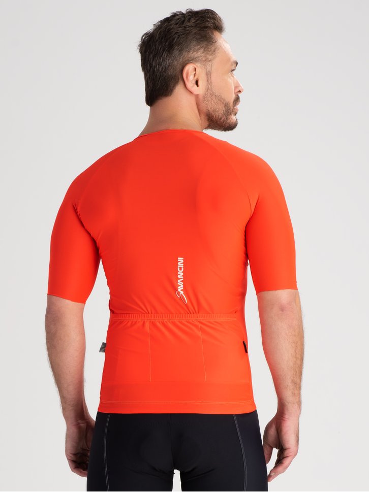 camisa ciclismo masculina fit savancini pro laranja 4110 costas