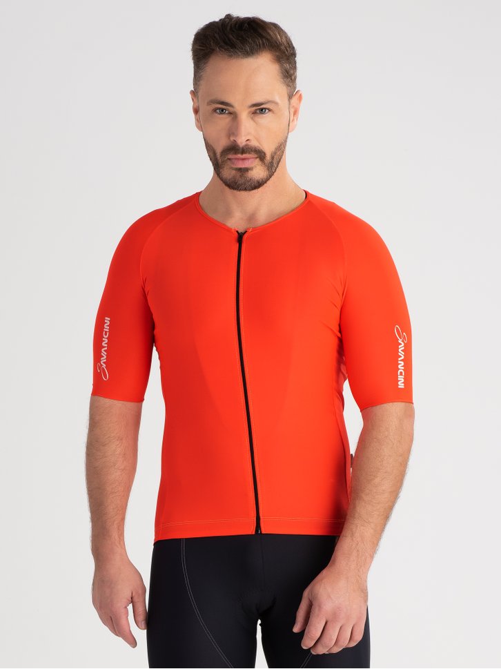 camisa ciclismo masculina fit savancini pro laranja 4110