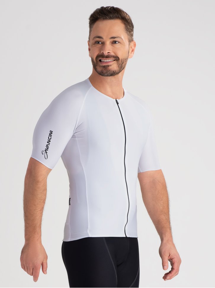 camisa ciclismo masculina fit savancini pro branca 4110 lat