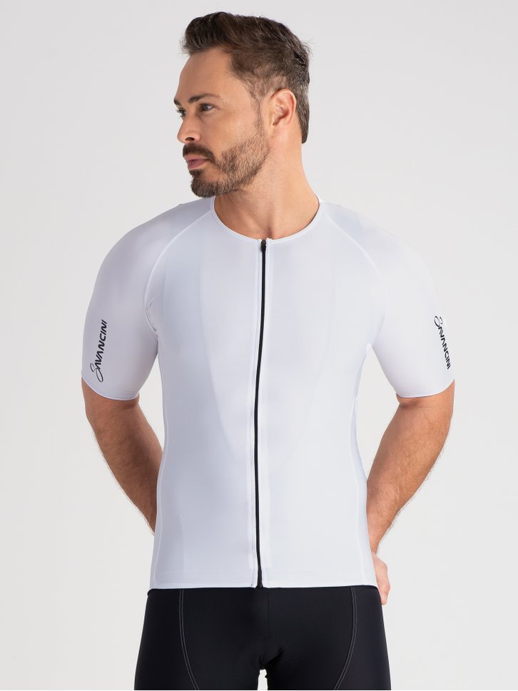 camisa ciclismo masculina fit savancini pro branca 4110